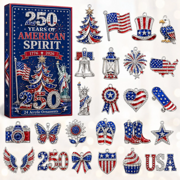 America 250th Icons Advent Calendar 2026 - 24-Day Countdown, Acrylic Charms Every Day Bring New Suprises