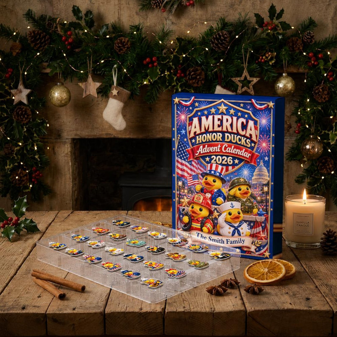 America Honor Ducks Advent Calendar 24 Acrylic Charms 2026 Patriotic Duck Countdown American Keepsake