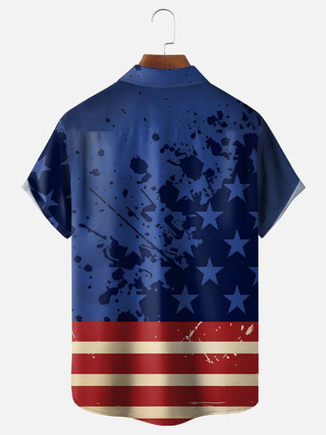 America Rooster Hawaiian Shirt for Men, 4th of July Patriotic Chicken Art Print, Top Gun Style Gift
