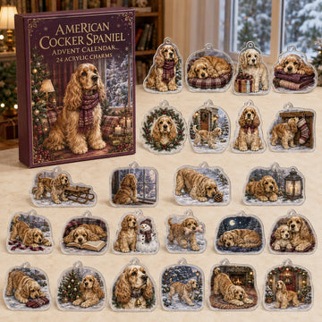 American Cocker Spaniel Winter Advent Calendar 2026 - 24-Day Countdown, Acrylic Charms