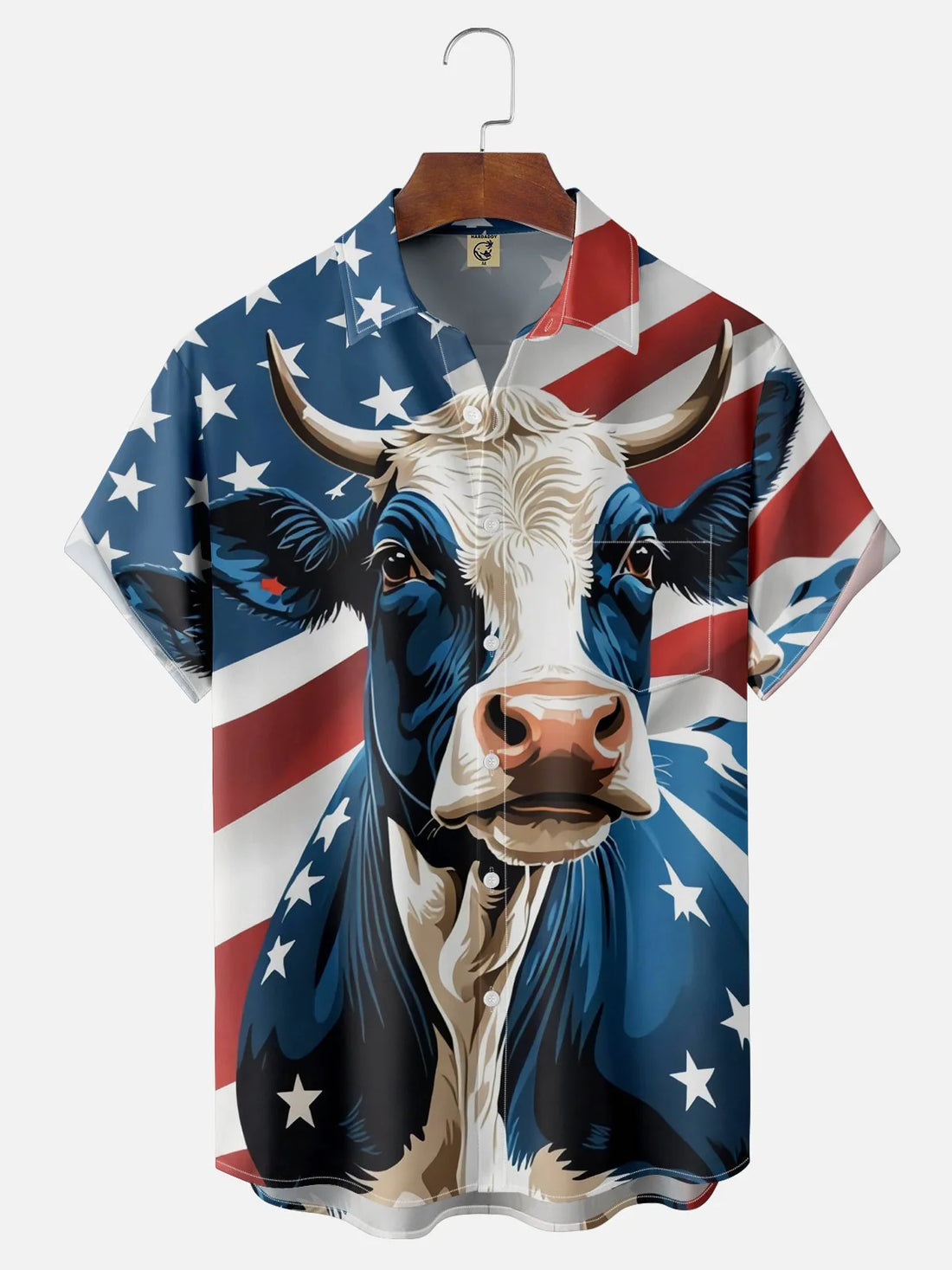 American Cow Chest Pocket Patriotic Hawaiian Shirt