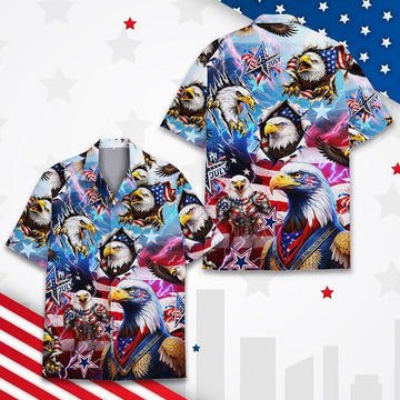 American Flag Hawaiian Shirt, USA Pattern Shirt Button Up, Patriotic 4th Of July Shirt, Red White Blue Shirt, Gift For Him