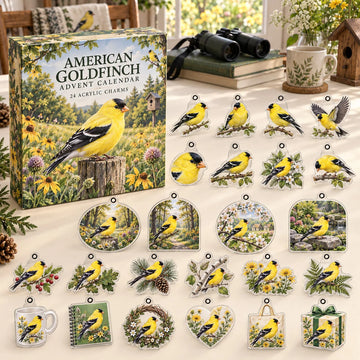American Goldfinch Advent Calendar 2026 - 24-Day Countdown, Acrylic Charms