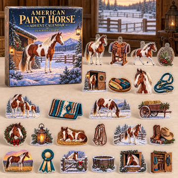 American Paint Horse Winter Advent Calendar 2026 - 24-Day Countdown, Acrylic Charms