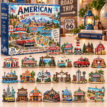 American Road Trip Advent Calendar 2026 - 24-Day Countdown, Acrylic Charms