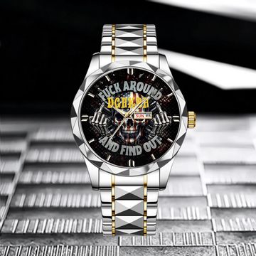American Flag Skeleton Customized Watch - Personalized Name Skull Watch