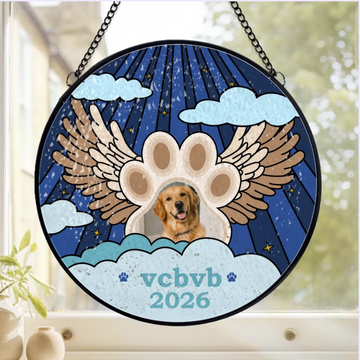 Angel Wings With Paw Personalized Personalized Window Stained Glass Suncatcher Hanging