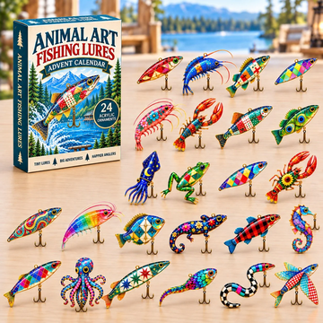 Animal Art Fishing Lures Advent Calendar 2026 - 24-Day Countdown, Acrylic Charms Every Day Bring New Suprises