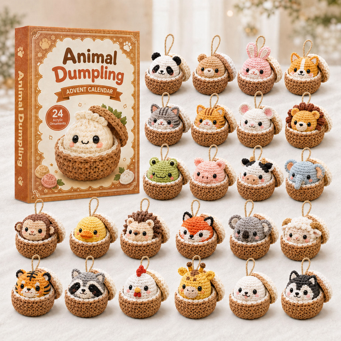 Animal Dumpling Advent Calendar 2026 24 Day Festive Countdown Acrylic Charms Blind Box Gift For Crochet Lovers