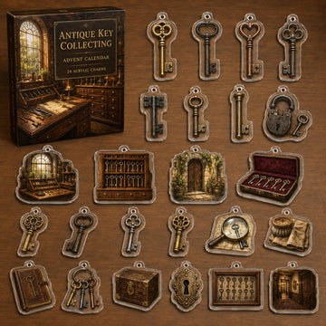 Antique Key Collecting Advent Calendar 2026 - 24-Day Countdown, Acrylic Charms