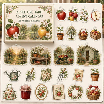 Apple Orchard Advent Calendar 2026 - 24-Day Countdown, Acrylic Charms