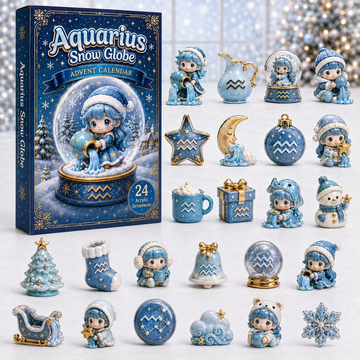 Aquarius Snow Globe Advent Calendar 2026 - 24-Day Countdown, Acrylic Charms Every Day Bring New Suprises