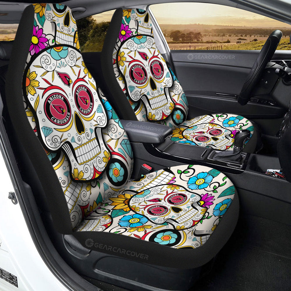 Arizona Cardinals Car Seat Covers Custom Sugar Skull Car Accessories
