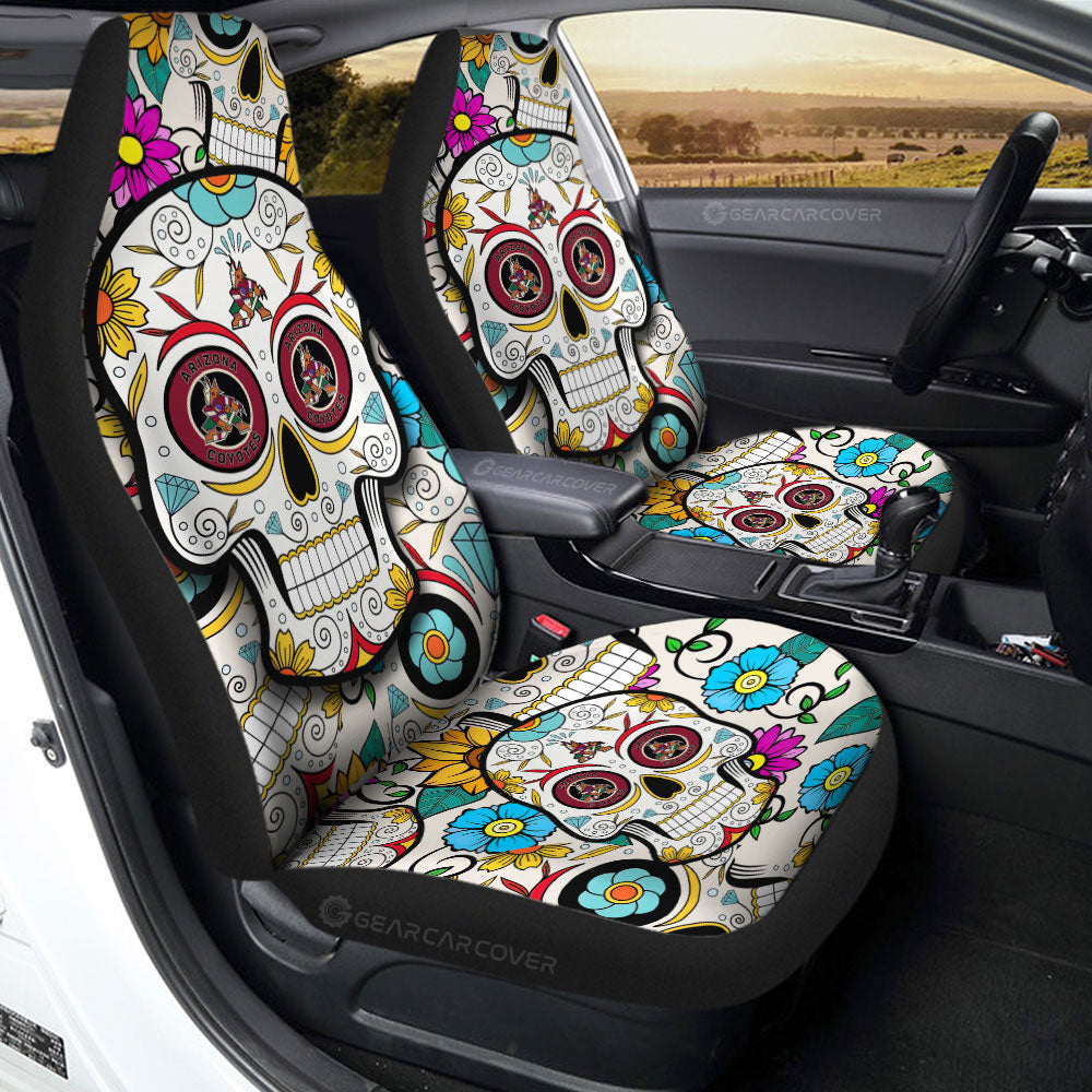 Arizona Coyotes Car Seat Covers Custom Sugar Skull Car Accessories