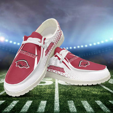 Arkansas Razorbacks NCAA Personalized Hey Dude Sports Shoes Custom Name Design Perfect Gift For Fans