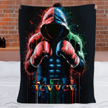 🥊Artistic Style Boxing Custom Blanket - Personalized Name - Boxing Enthusiast Gift