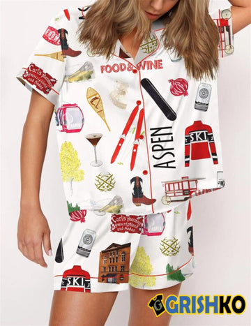 Aspen Skiing Satin Pajama Set