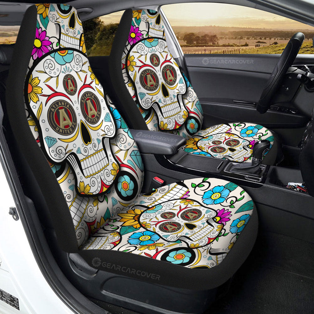 Atlanta United FC Car Seat Covers Custom Sugar Skull Car Accessories