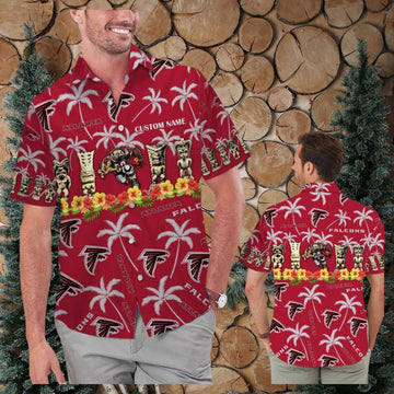 Atlanta Falcons Name Personalized Short Sleeve Button Up Tropical Hawaiian Shirt