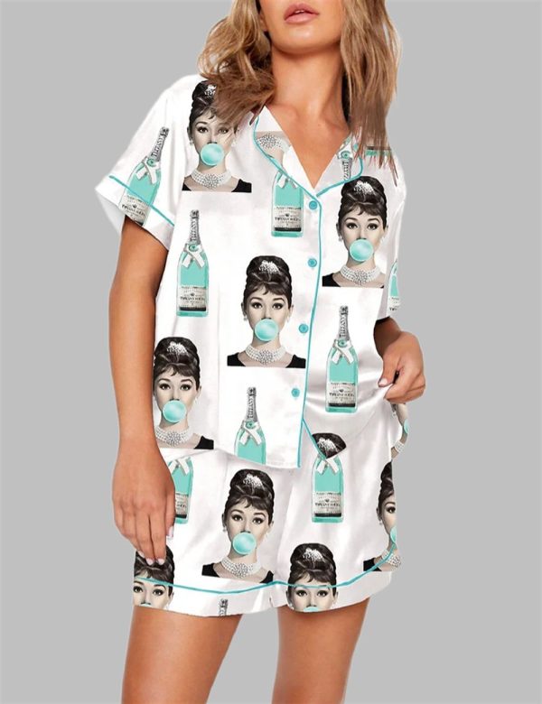 Audrey Hepburn Tiffany’s Champagne Pajama Set