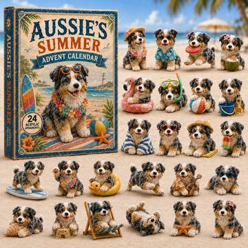 Aussie Summer Dog Advent Calendar 2026 - 24-Day Countdown, Acrylic Charms Every Day Bring New Suprises