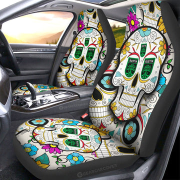 Austin FC Car Seat Covers Custom Sugar Skull Car Accessories