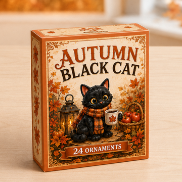Autumn Black Cat Advent Calendar 2026 - 24-Day Festive Countdown, Acrylic Charms Blind Box - Gift For Black Cat Lovers-11
