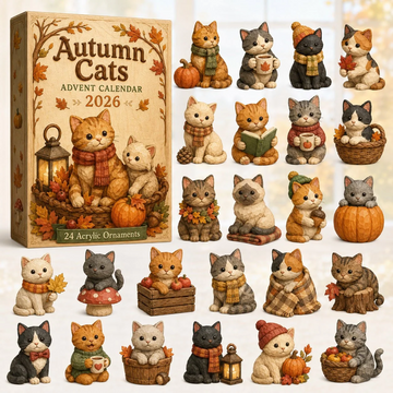 Autumn Cat Moment Advent Calendar 2026 - 24-Day Countdown, Acrylic Charms Every Day Bring New Suprises