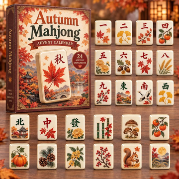 Autumn Mahjong Advent Calendar 2026 - 24-Day Countdown, Acrylic Charms Every Day Bring New Suprises