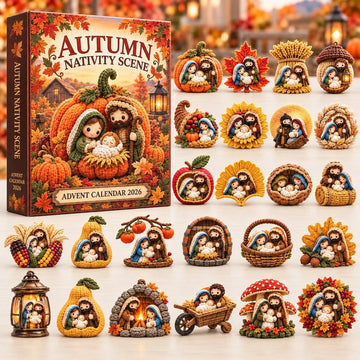 Autumn Nativity Scene Advent Calendar 2026 - 24-Day Countdown, Acrylic Charms