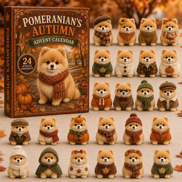 Autumn Pomeranian Advent Calendar 2026 - 24-Day Countdown, Acrylic Charms Every Day Bring New Suprises