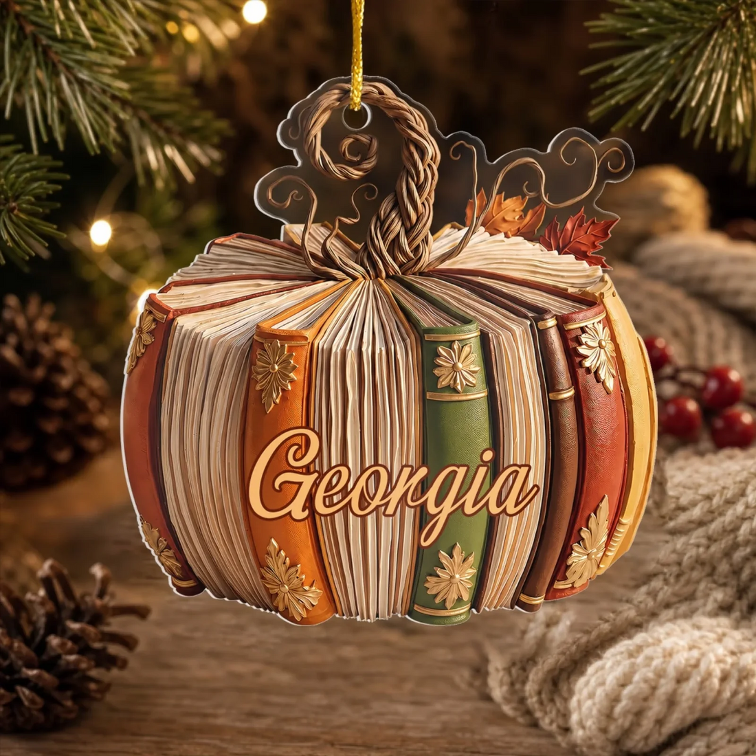 Autumn Stories Come To Life Personalized 3D Relief White Acrylic Ornament Book Lover Gift Fall Home Decor Custom Name Plaque