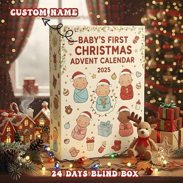 Baby S First Christmas Advent Calendar 2025 Custom Name Baby Advent 24 Days Blind Box Gift For Newborn Holiday Keepsake Box