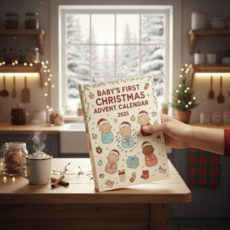 Baby S First Christmas Advent Calendar 2025 Custom Name Baby Advent 24 Days Blind Box Gift For Newborn Holiday Keepsake Box