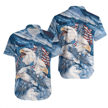 Bald Eagle Blue American Flag Patriotic Aloha Hawaiian Shirts For Men Women, 4th Of July Gift For Summer, Friend, Family, Independence Day