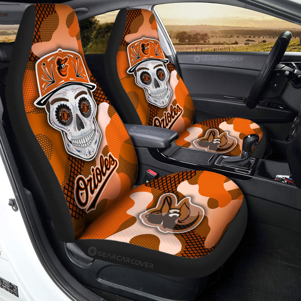 Baltimore Orioles Car Seat Covers Skull Theme Collection