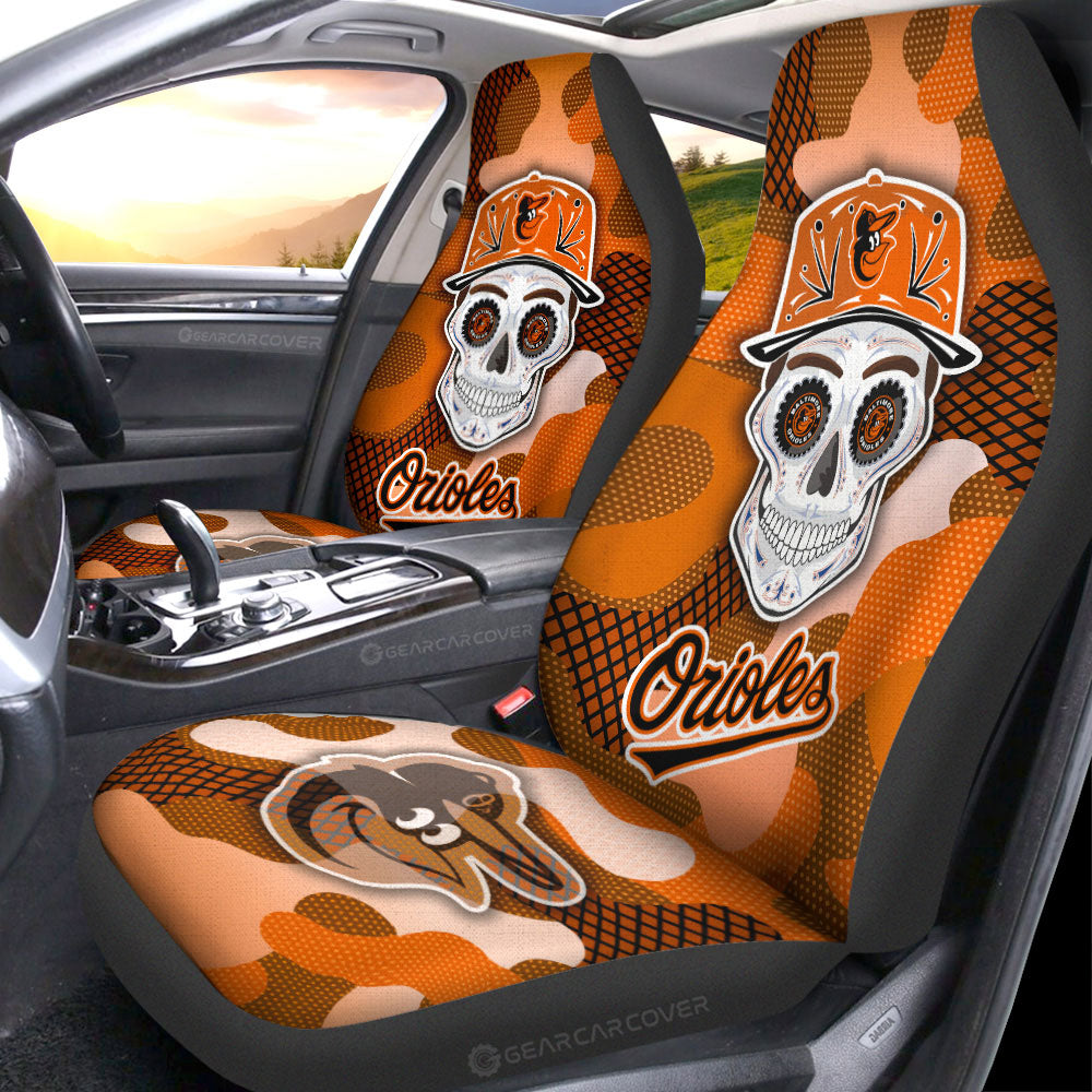 Baltimore Orioles Car Seat Covers Skull Theme Collection