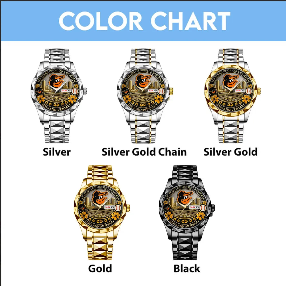 Baltimore Orioles 125th Anniversary 1901-2026 Alloy Luxury Quartz Watch – TANTN15619