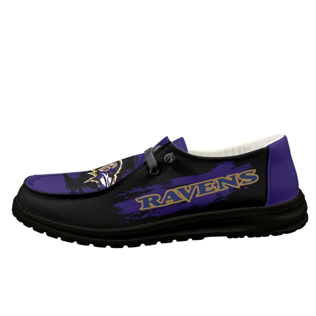 Baltimore Ravens Loafers Lace Up - Inspired By Hey Dude Shoes Style