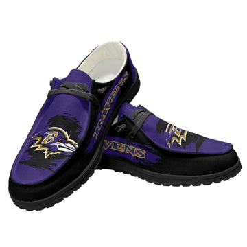 Baltimore Ravens Loafers Lace Up - Inspired By Hey Dude Shoes Style