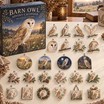 Barn Owl Advent Calendar 2026 - 24-Day Countdown, Acrylic Charms