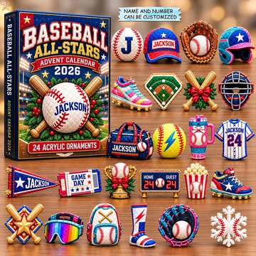 Baseball All Stars Advent Calendar 2026 - 24-Day Countdown, Acrylic Charms Every Day Bring New Suprises