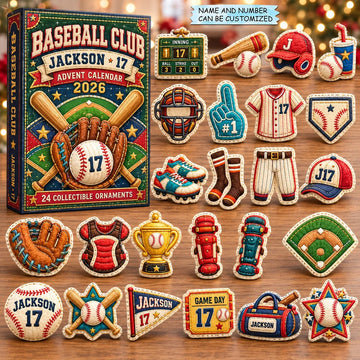 Baseball Club Advent Calendar 2026 - 24-Day Countdown, Acrylic Charms