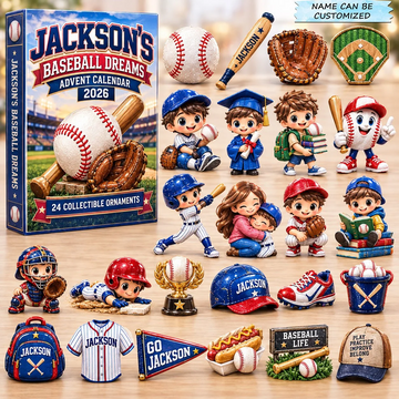 Baseball Dreams Advent Calendar 2026 - 24-Day Countdown, Acrylic Charms Every Day Bring New Suprises