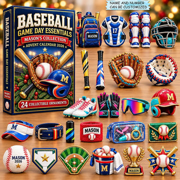 Baseball Game Day Advent Calendar 2026 - 24-Day Countdown, Acrylic Charms