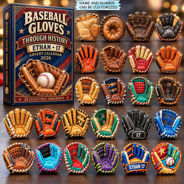 Baseball Gloves Through History Advent Calendar 2026 - 24-Day Countdown, Acrylic Charms