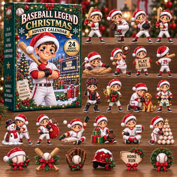 Baseball Legend Christmas Advent Calendar 2026 - 24-Day Countdown, Acrylic Charms