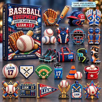 Baseball Player Essentials Advent Calendar 2026 - 24-Day Countdown, Acrylic Charms