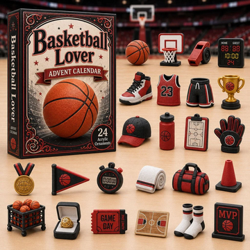 Basketball Red Theme Advent Calendar 2026 - 24-Day Countdown, Acrylic Charms Every Day Bring New Suprises