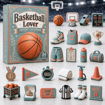 Basketball Turquoise Theme Advent Calendar 2026 - 24-Day Countdown, Acrylic Charms Every Day Bring New Suprises